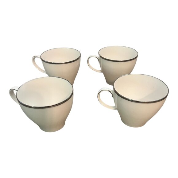 Set Of 4 Noritake Ivory China IVONNE Coffee Teacups 7522 Japan Gold Trim Vintage - Picture 4 of 8